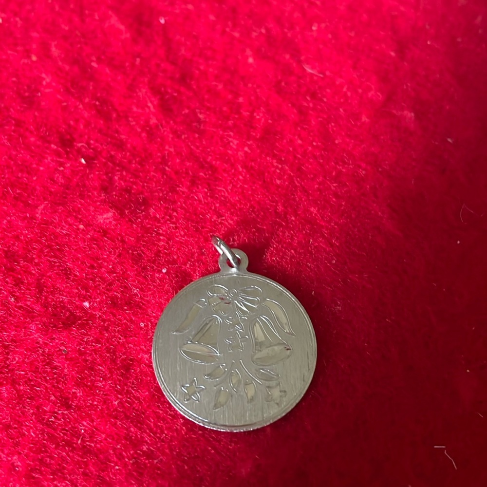 Vintage Wedding Bells Charm-Sterling Silver-Round-Dangle